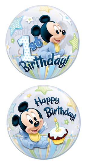 22in BUBBLES Mickey 1st Birthday Balloon