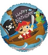 18" Happy Birthday Pirate Boy Foil Balloon