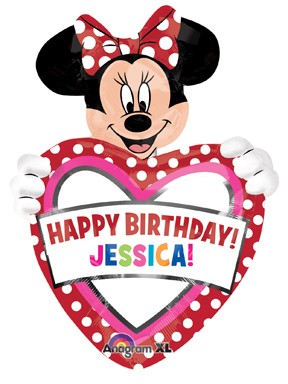 33in Minnie Mouse Birthday SuperShape Personalized Foil Balloon