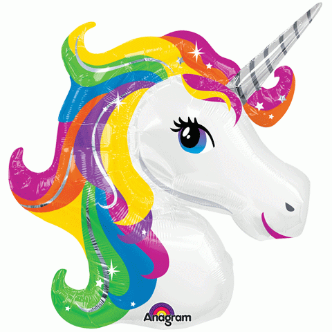 33" Jumbo Rainbow Unicorn Head Foil Balloon