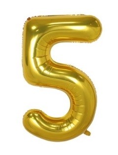 40" Gold Number 5 Foil Balloon