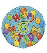 18in Happy 6th Birthday Foil Balloon