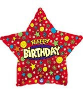18 " Happy Birthday Smiley Star Foil Balloon