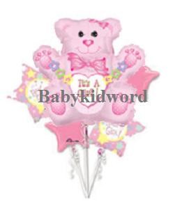 Pink Teddy Bear Balloon Bouquet