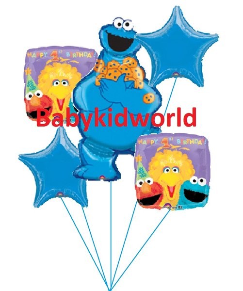 Cookie Monster 1st Birthday Balloon Bouquet