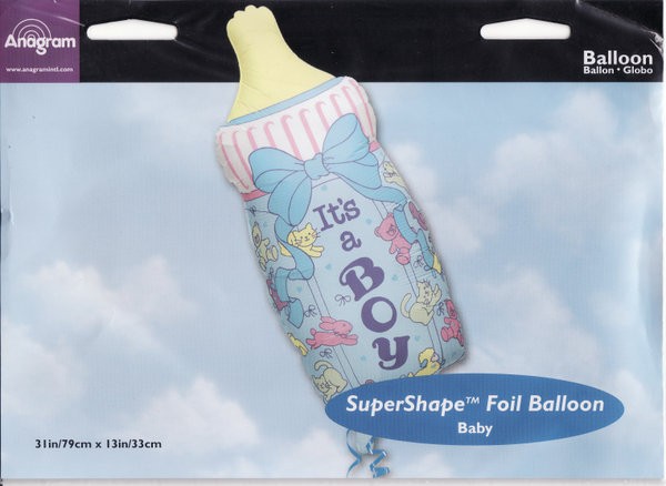 SuperShape It's a Baby Boy Milk Bottle Foil Balloon