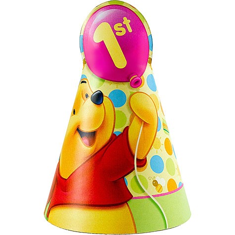 Pooh's 1st Birthday General Cone Paper Hats