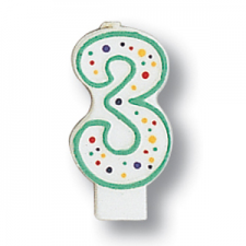 Polka Dot Candle Numeral 3 Birthday Cake Candle