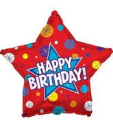 17" Happy Birthday Dynamic Star Balloon