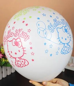 12" Hello Kitty white Latex Balloons