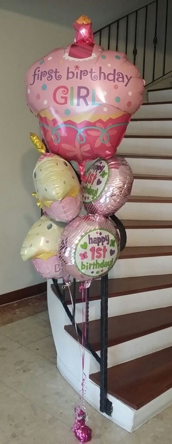 Birthday Girl 1st Cupcake Birthday Balloon Bouquet