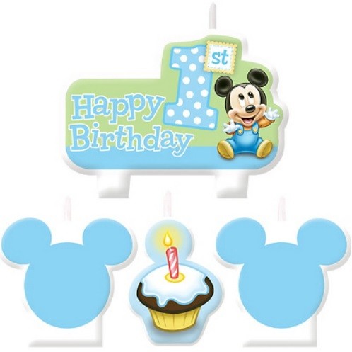 Mickey Mouse 1st Birthday Candles 4pcs