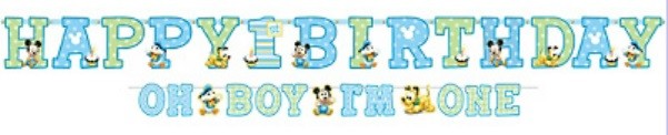 Mickey Mouse 1st Birthday Banner Kit 2pc