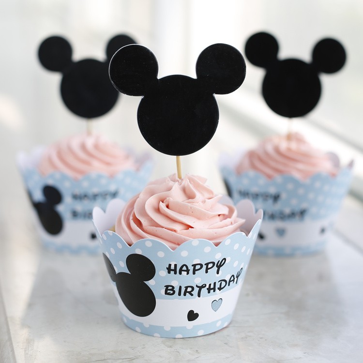 Mickey 1st Birthday Cupcake skirting and cupcake pics Set 12pcs