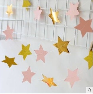 Pink with Gold Star Garland