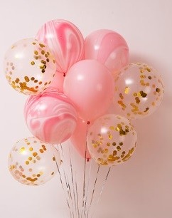 12pcs Pink Theme and Confetti 12in Latex Balloon Set C