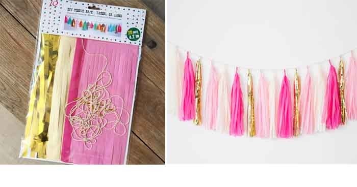 Pink Theme Paper Tassels Garland 20pcs set