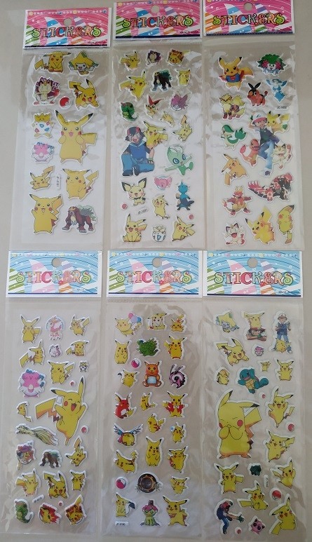 Pokemon Bubble Stickers, 6 sheets