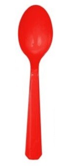 Red Premium Plastic Spoons 25pcs