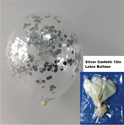 12in Silver Confetti Latex Balloon 1pc