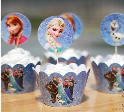 Frozen Cupcake skirting and cupcake pics Set 12pcs