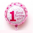 18" First Birthday Girl Foil Balloon
