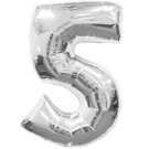 40" Silver Number 5 Foil Balloon