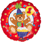 18in Bear Cone Hat 1st Birthday Balloon