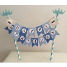 Blue Happy Birthday Cake Banner