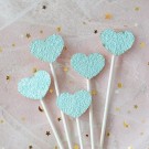 Blue Heart Shimmering Cake Picks