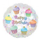 17" Happy Birthday Cupcakes Balloon