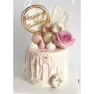 Happy Birthday Gold Round Cake Decoration