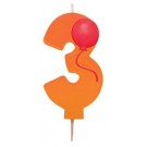Number 3 Candle with Balloon