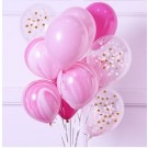 12pcs Pink Theme and Confetti 12in Latex Balloon Set A