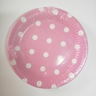 Polka Dot Pink Paper Dessert Plates 20pcs