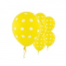 12" Yellow with White Polka Dots Latex Balloons