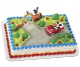 Mickey Mouse & Pluto in red car, ClubHouse Birthday Party Cake Decoration Topper Set