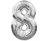 40" Silver Number 8 Foil Balloon