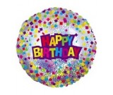 9" Airfill Happy Birthday Confetti Foil Balloon