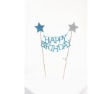 Blue star Happy Birthday Cake Banner