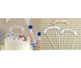 Blue Striped Happy Birthday Small Pick Banner for Cake