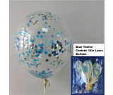 12in Blue Theme Confetti Latex Balloon 1pc