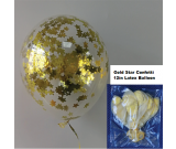 12in Gold Star Confetti Latex Balloon 1pc