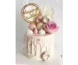 Happy Birthday Gold Round Cake Decoration