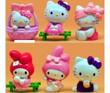 Hello Kitty and Melody 6 pcs Figure Topper