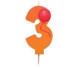 Number 3 Candle with Balloon