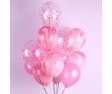 12pcs Pink Theme and Confetti 12in Latex Balloon Set B