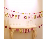 EVA Pink Glittering Happy Birthday Banner