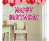 16" HAPPY BIRTHDAY Pink Wording Foil Balloons