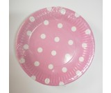 Polka Dot Pink Paper Dessert Plates 20pcs